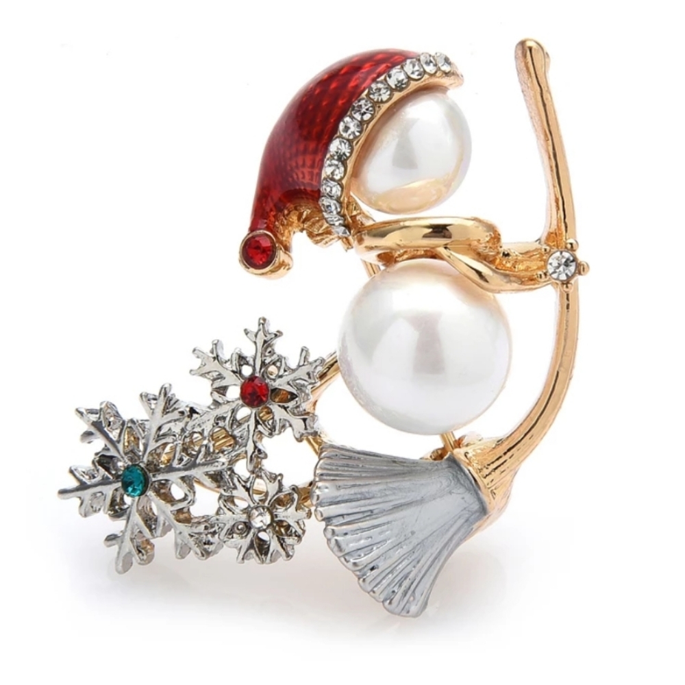 Rhinestone Christmas Brooch